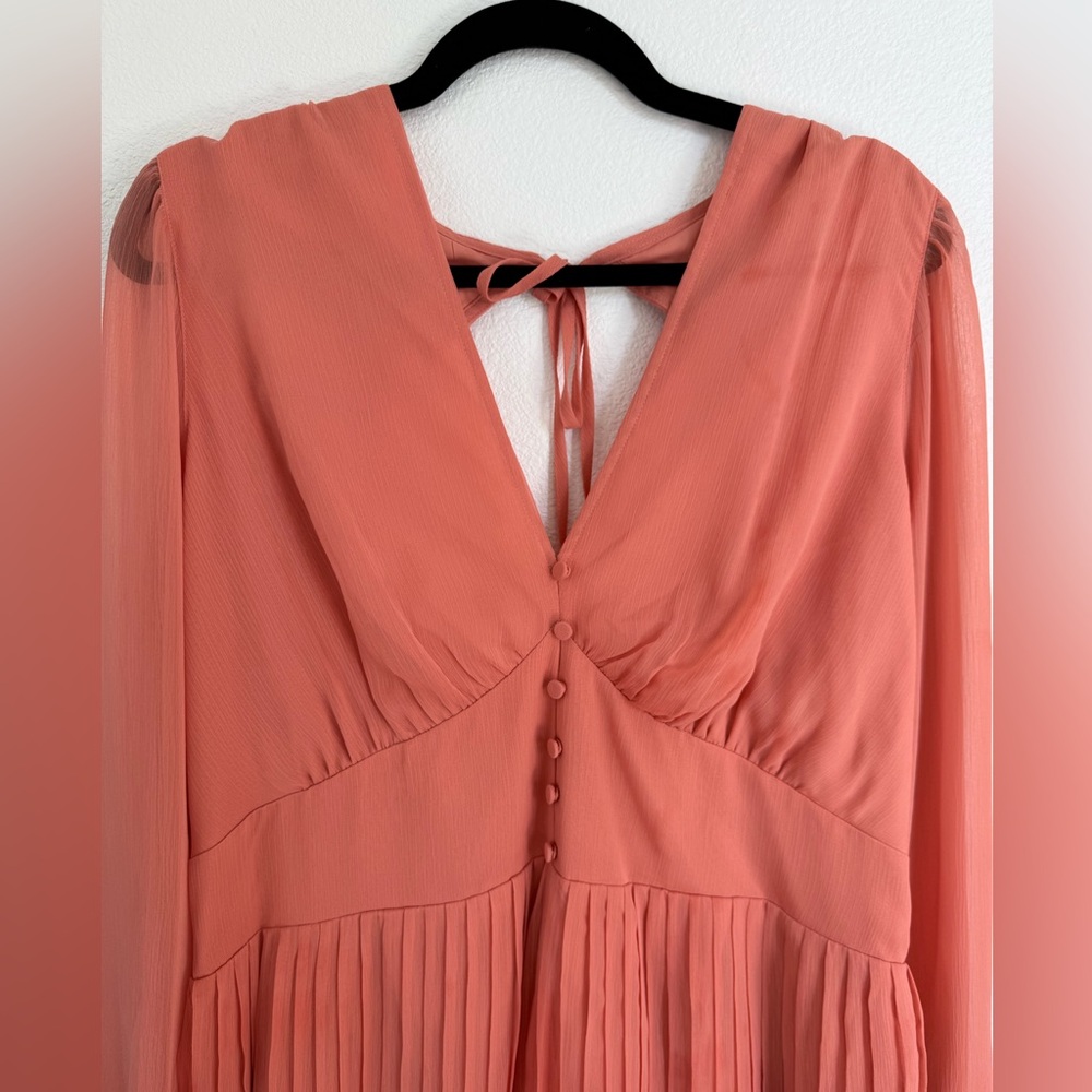 Express Coral Smocked Dress - Picture 2 of 5